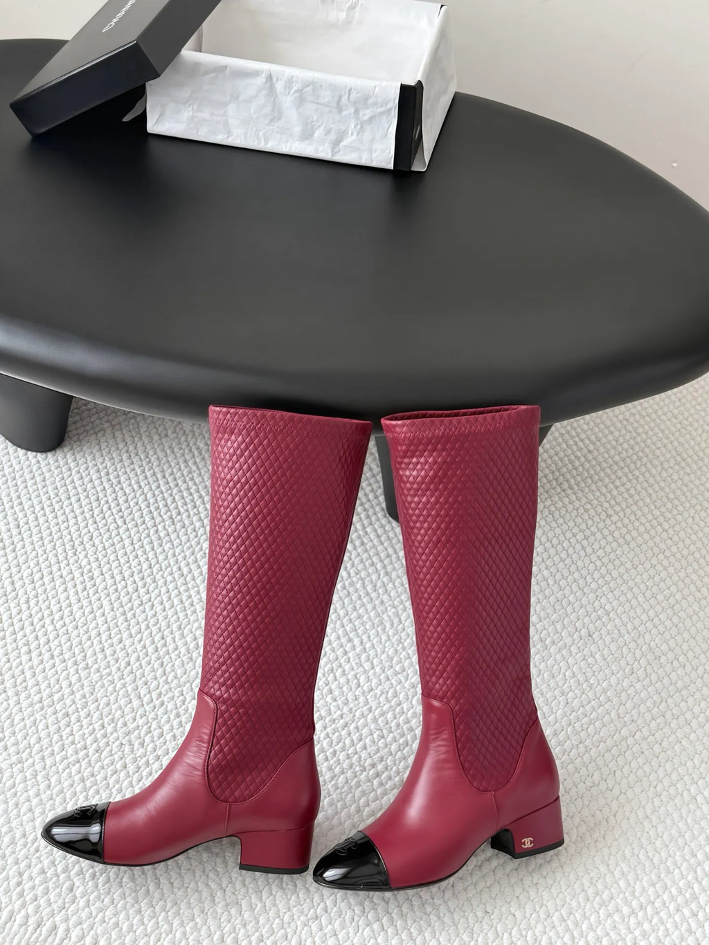 Chanel Women's Leather Métiers d'Art Double C Boots 26B