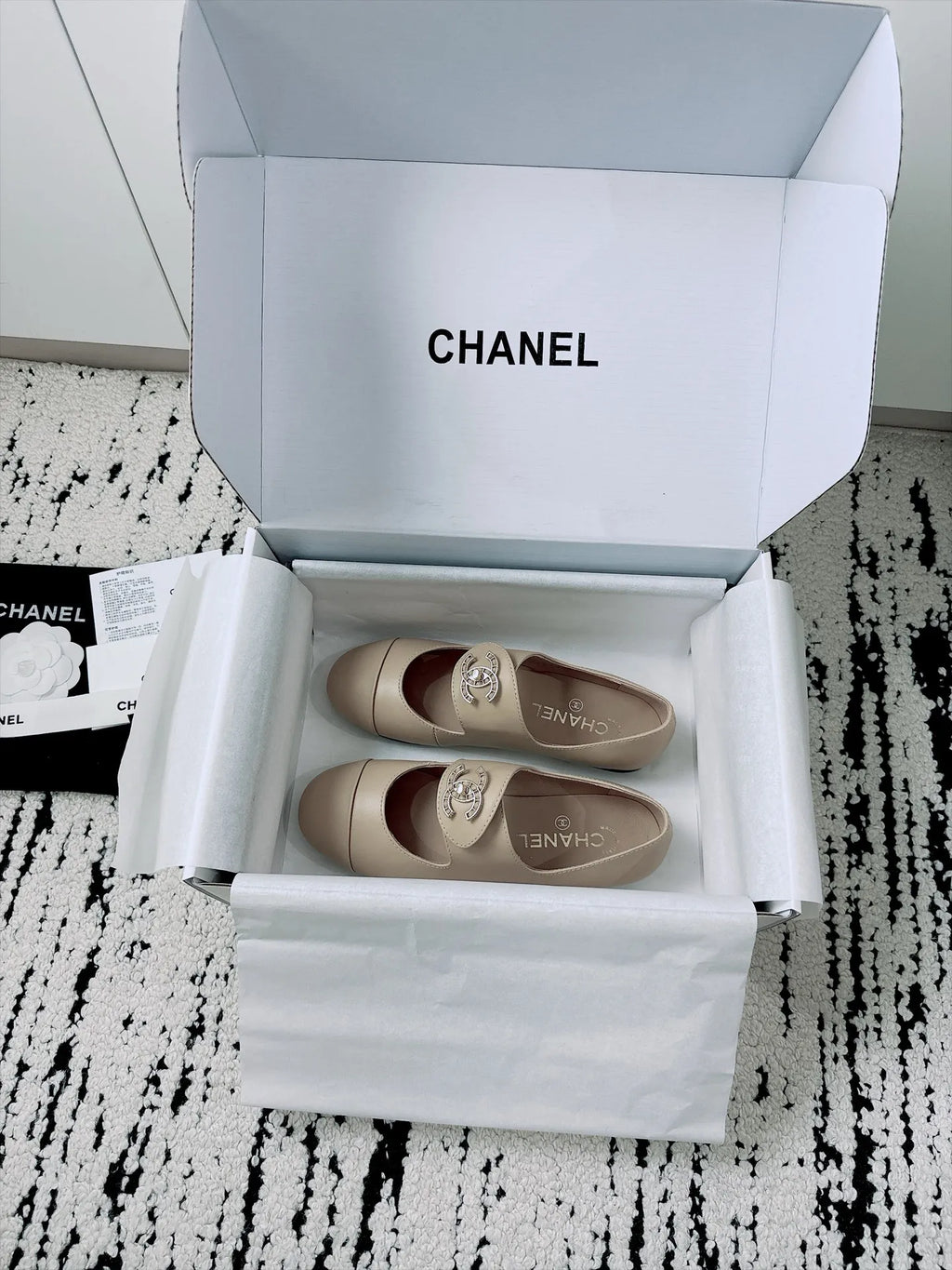 Chanel Women's Mary Jane Flats Lambskin Leather 26A