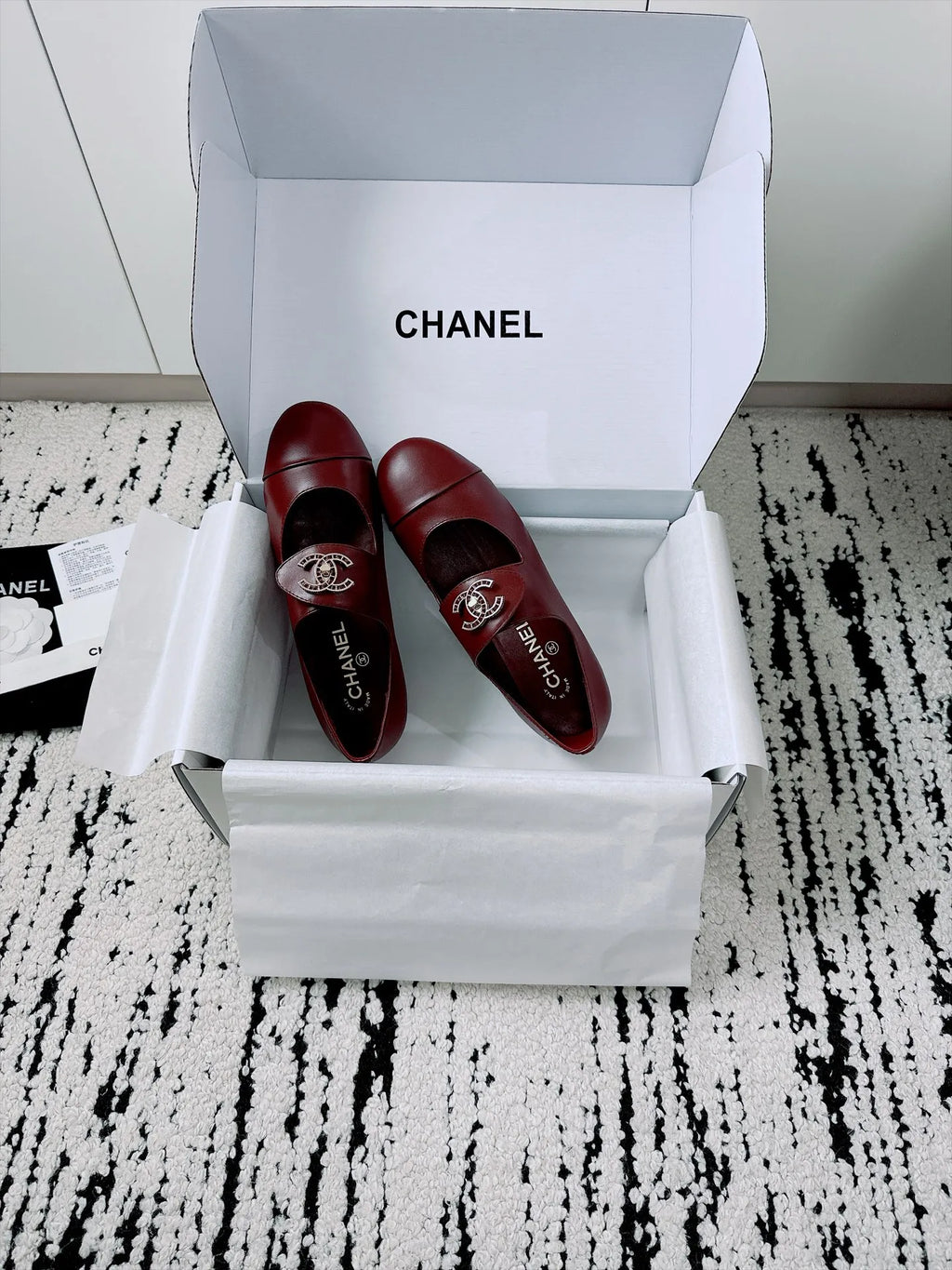 Chanel Women's Mary Jane Flats Lambskin Leather 26A
