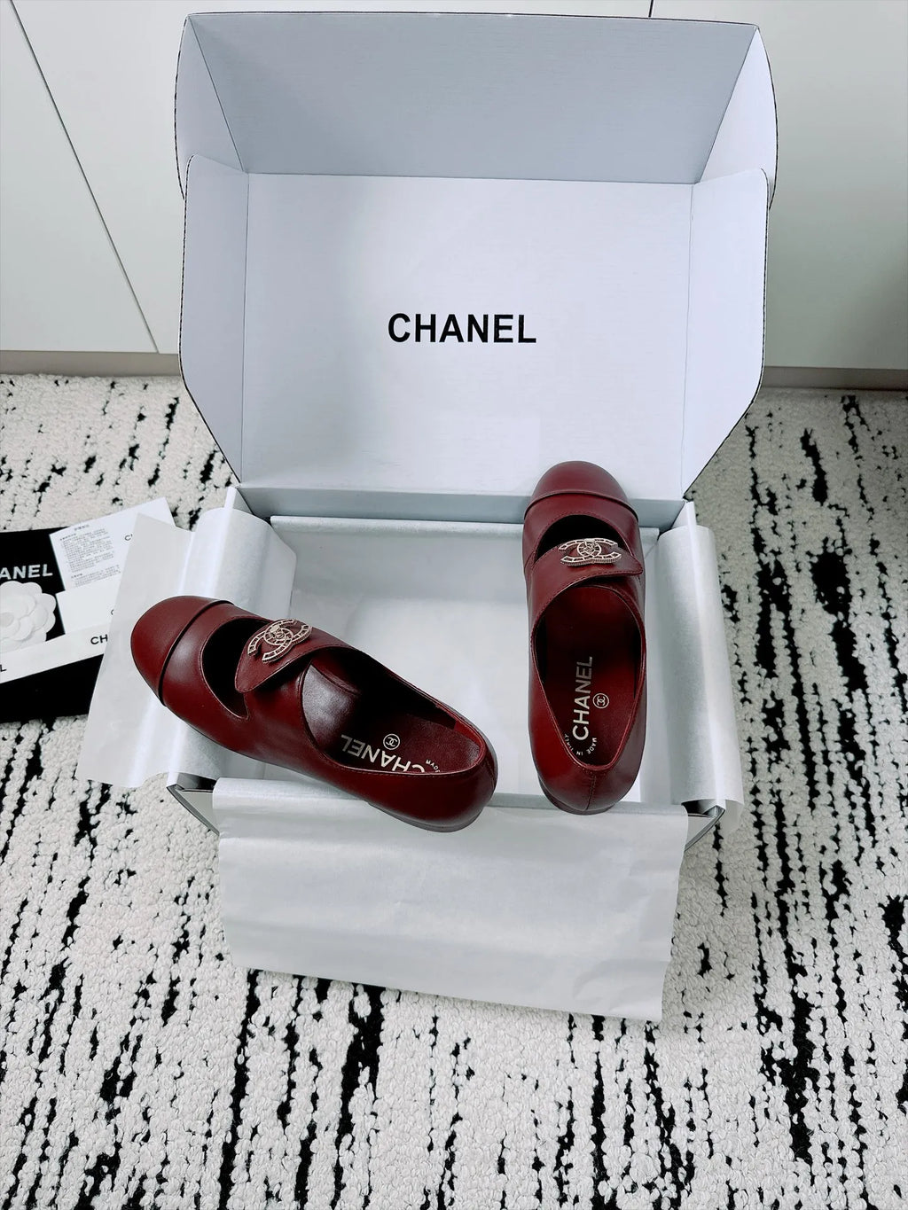 Chanel Women's Mary Jane Flats Lambskin Leather 26A