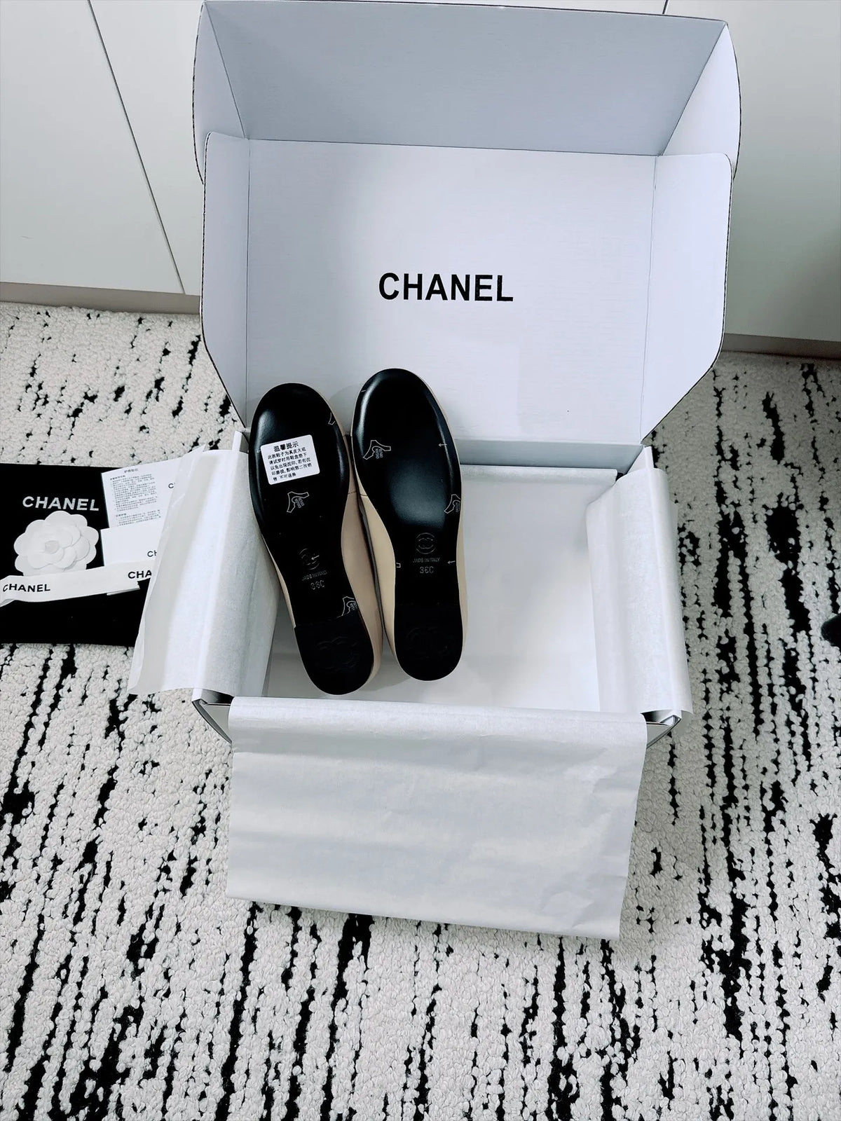 Chanel Women's Mary Jane Flats Lambskin Leather 26A