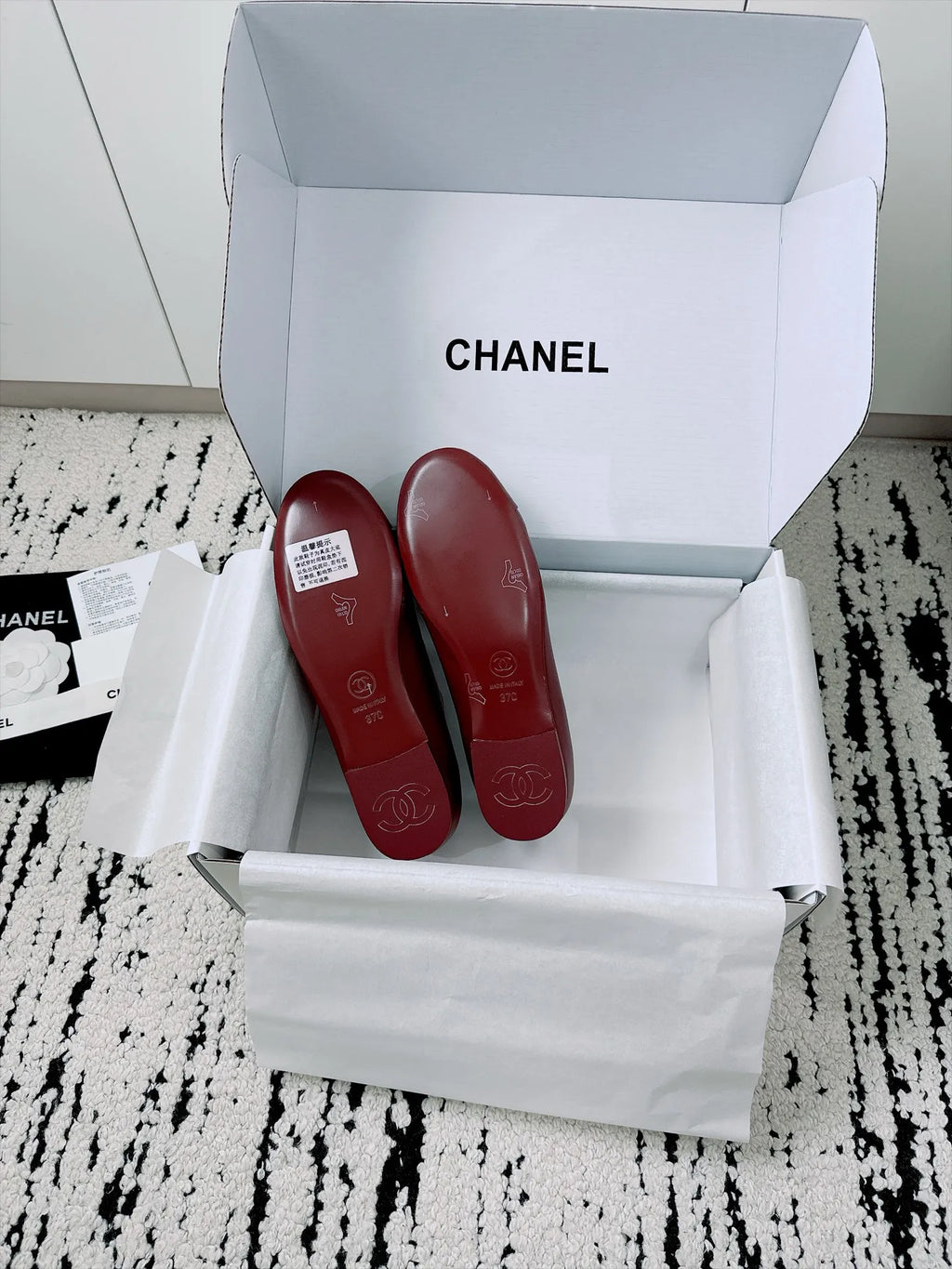 Chanel Women's Mary Jane Flats Lambskin Leather 26A
