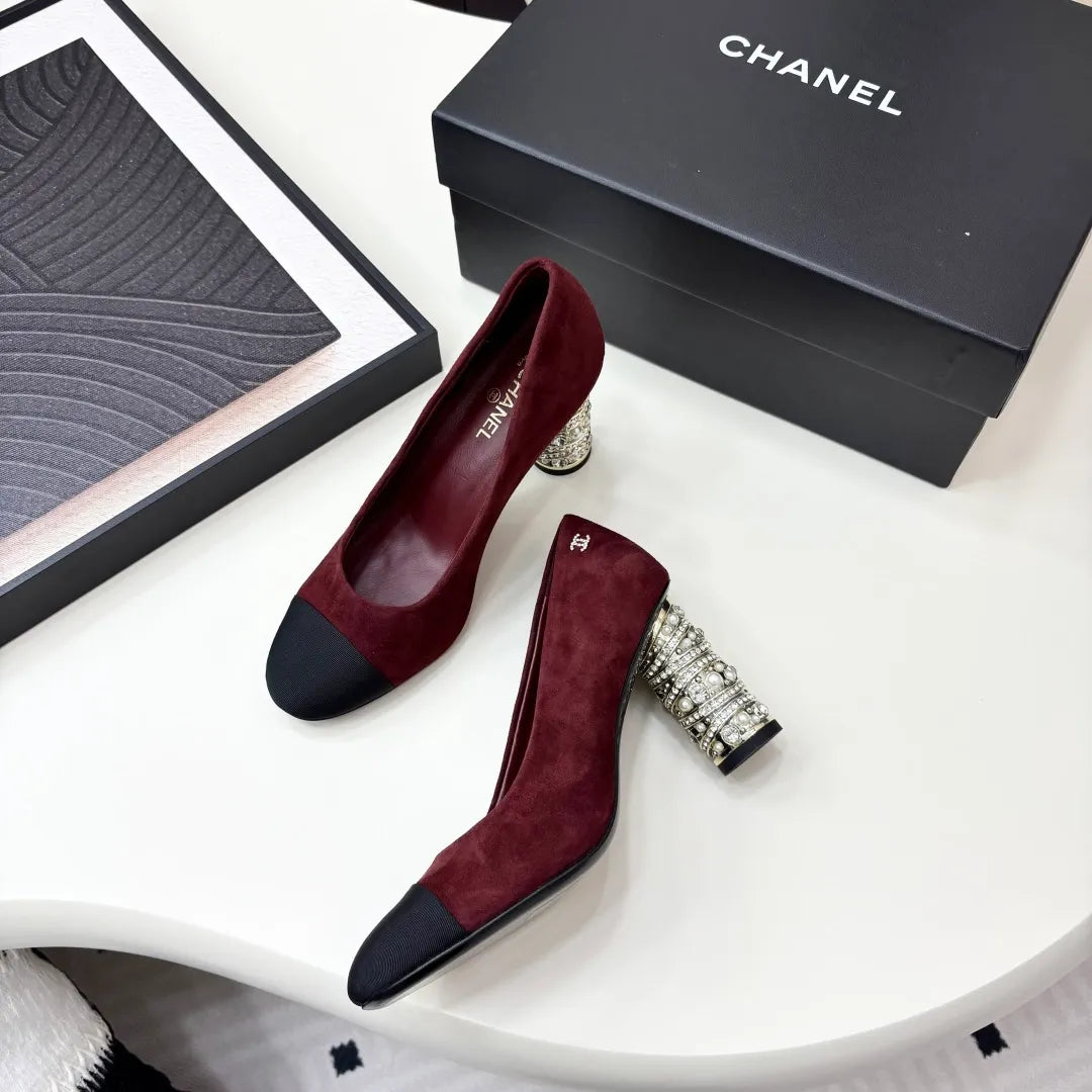 Chanel Women's Mules Suede Lambskin Leather 25P