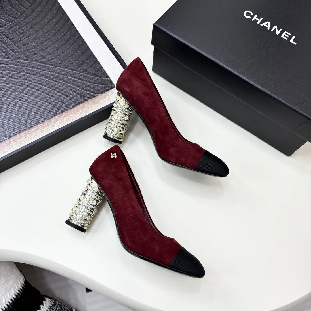 Chanel Women's Mules Suede Lambskin Leather 25P