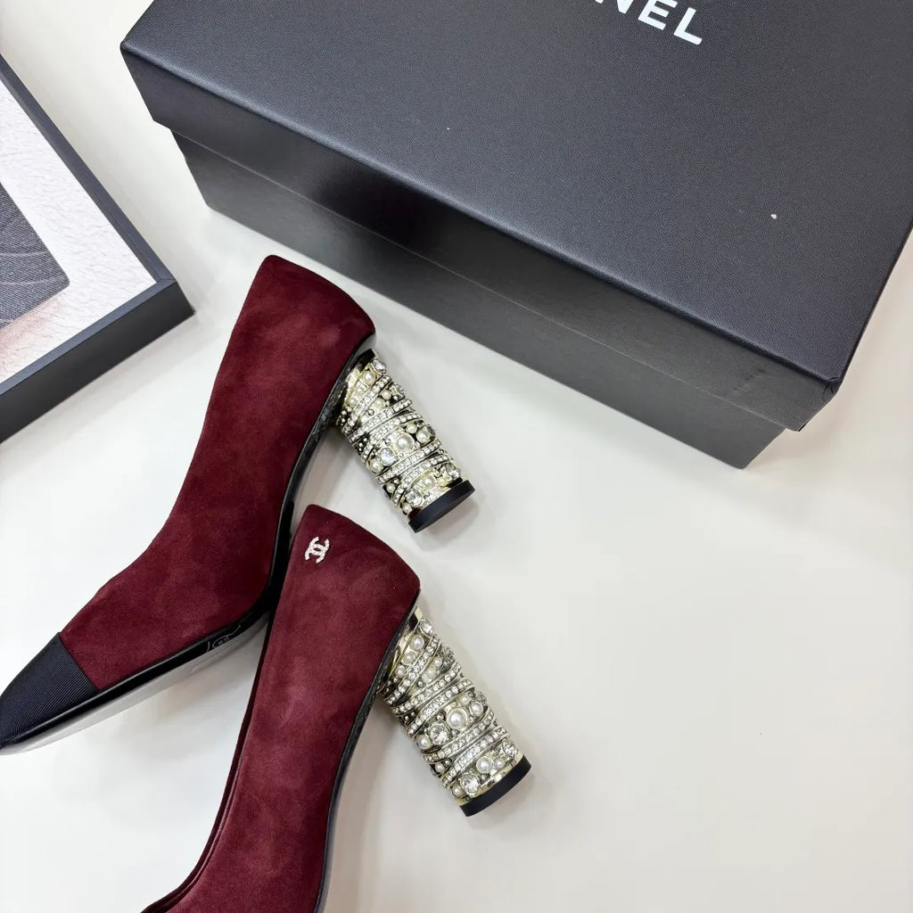 Chanel Women's Mules Suede Lambskin Leather 25P