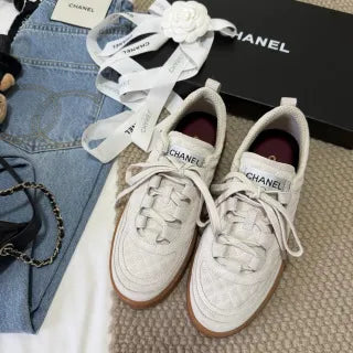 Chanel Women's Quilted Gum Sole Casual Sneakers Cow Suede 385311