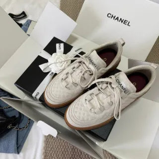 Chanel Women's Quilted Gum Sole Casual Sneakers Cow Suede 385311