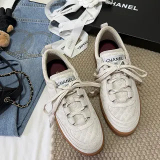 Chanel Women's Quilted Gum Sole Casual Sneakers Cow Suede 385311