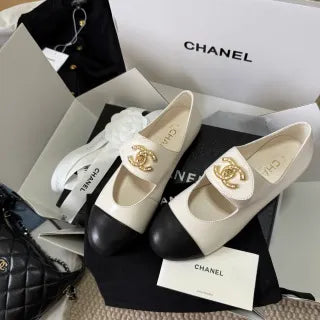 Chanel Women's Rhinestone Double C Mary Jane Flats Leather 385272