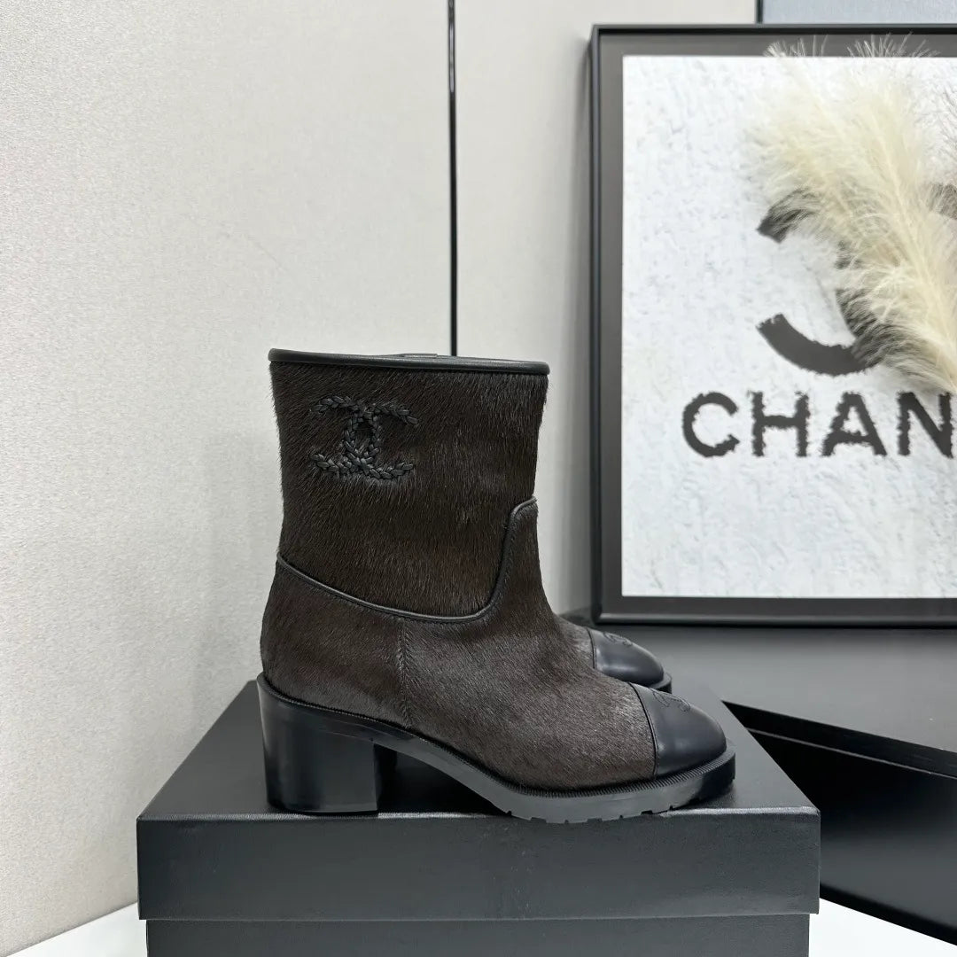 Chanel Women's Shoes Pony Hair Sheepskin Rubber Sole