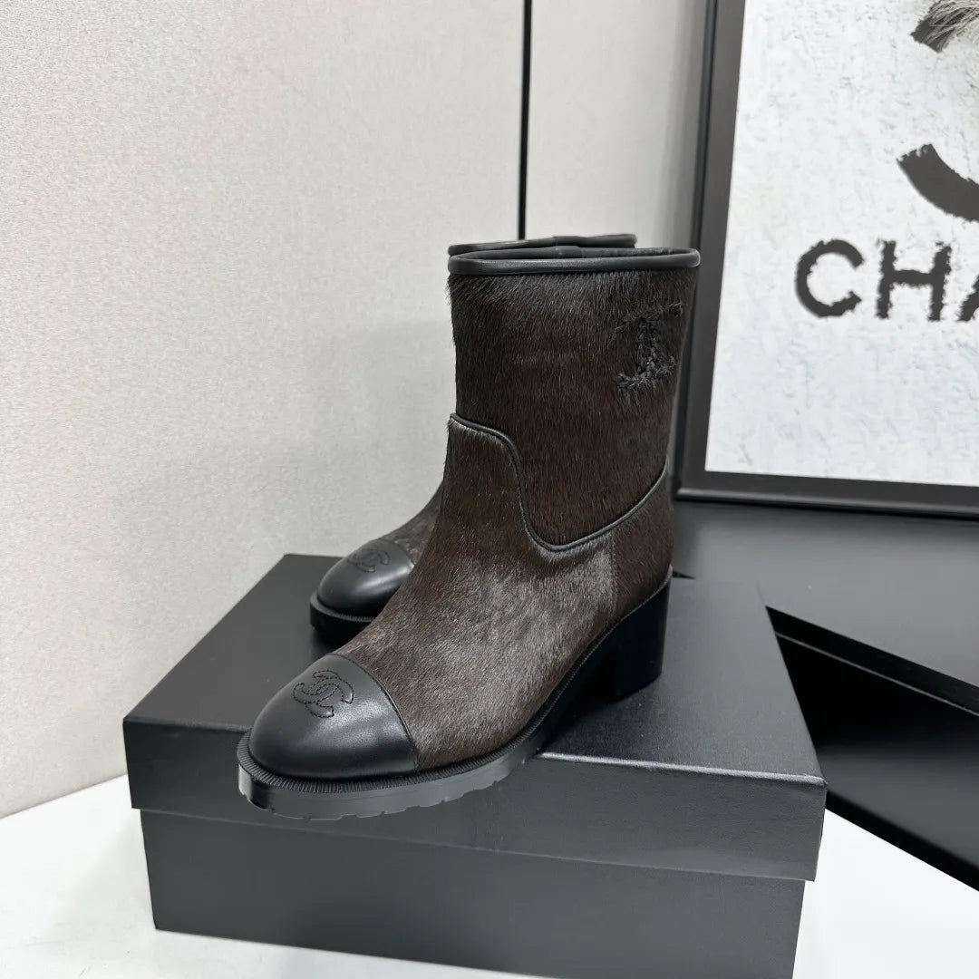 Chanel Women's Shoes Pony Hair Sheepskin Rubber Sole