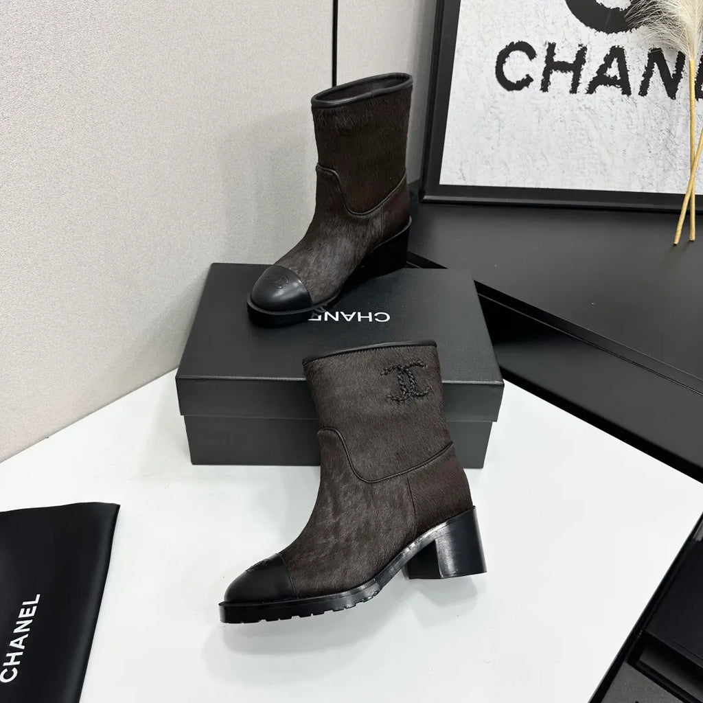 Chanel Women's Shoes Pony Hair Sheepskin Rubber Sole