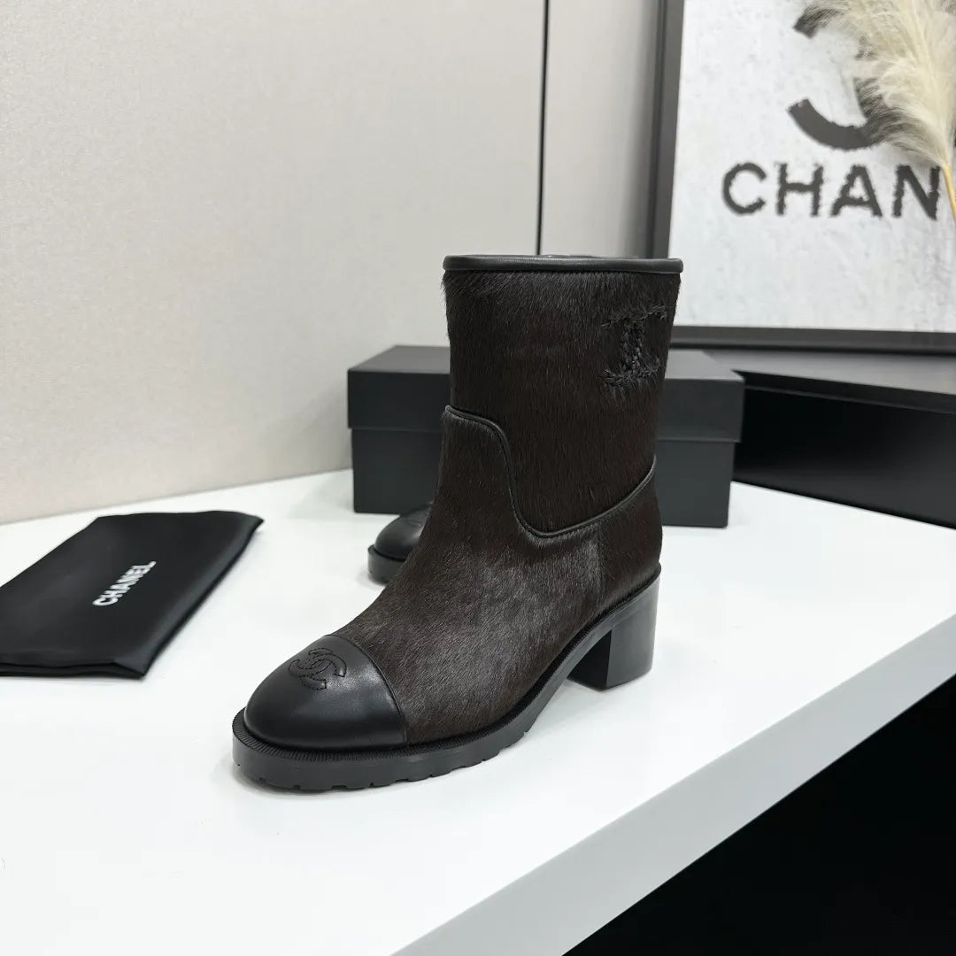 Chanel Women's Shoes Pony Hair Sheepskin Rubber Sole