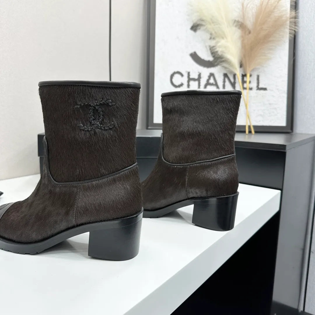 Chanel Women's Shoes Pony Hair Sheepskin Rubber Sole