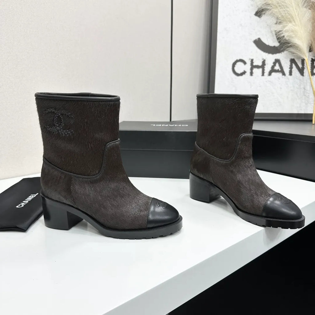 Chanel Women's Shoes Pony Hair Sheepskin Rubber Sole