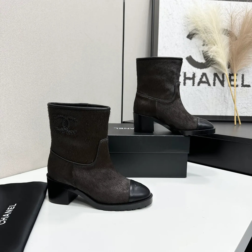 Chanel Women's Shoes Pony Hair Sheepskin Rubber Sole