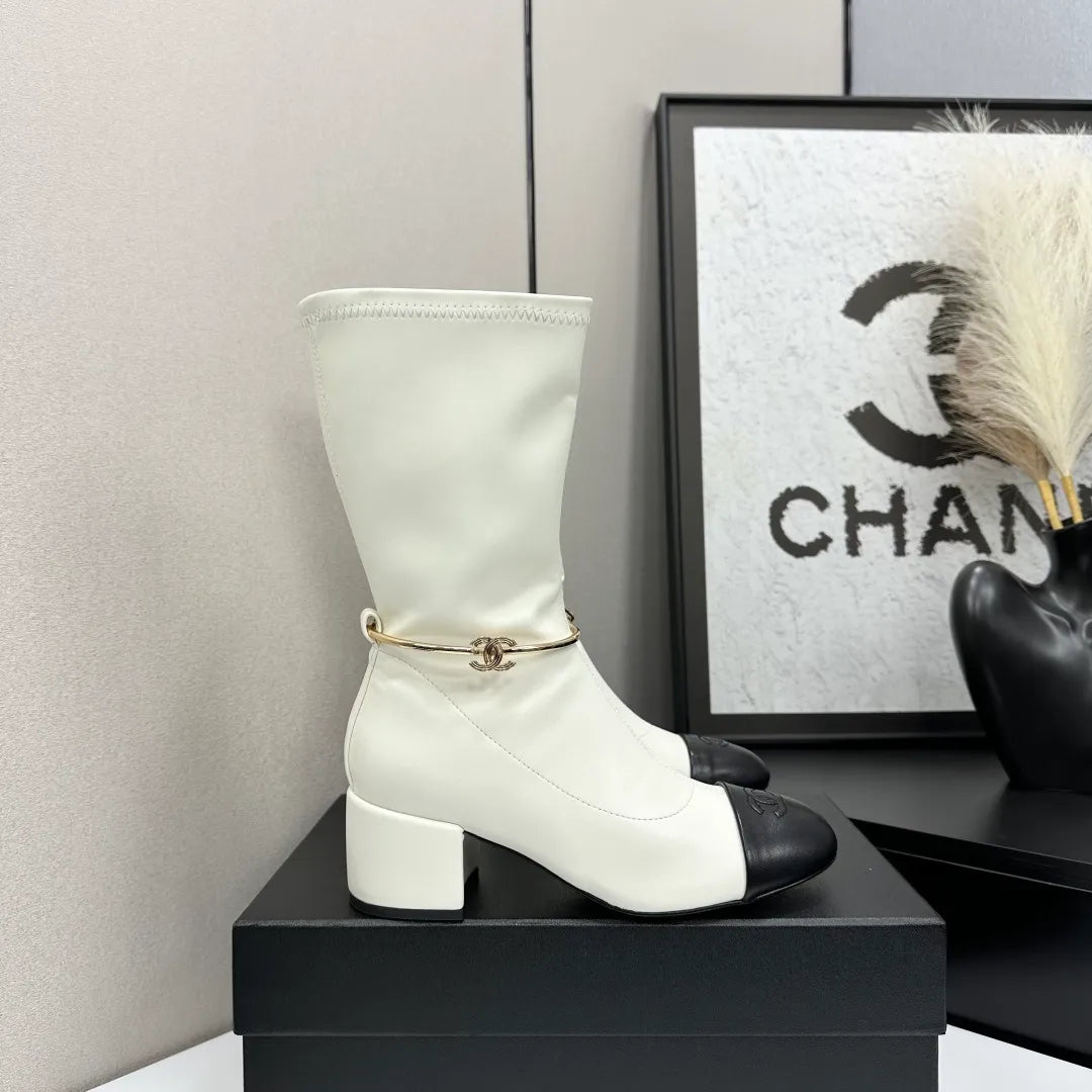 Chanel Women's Short Boots Stretch Fabric Leather 2026