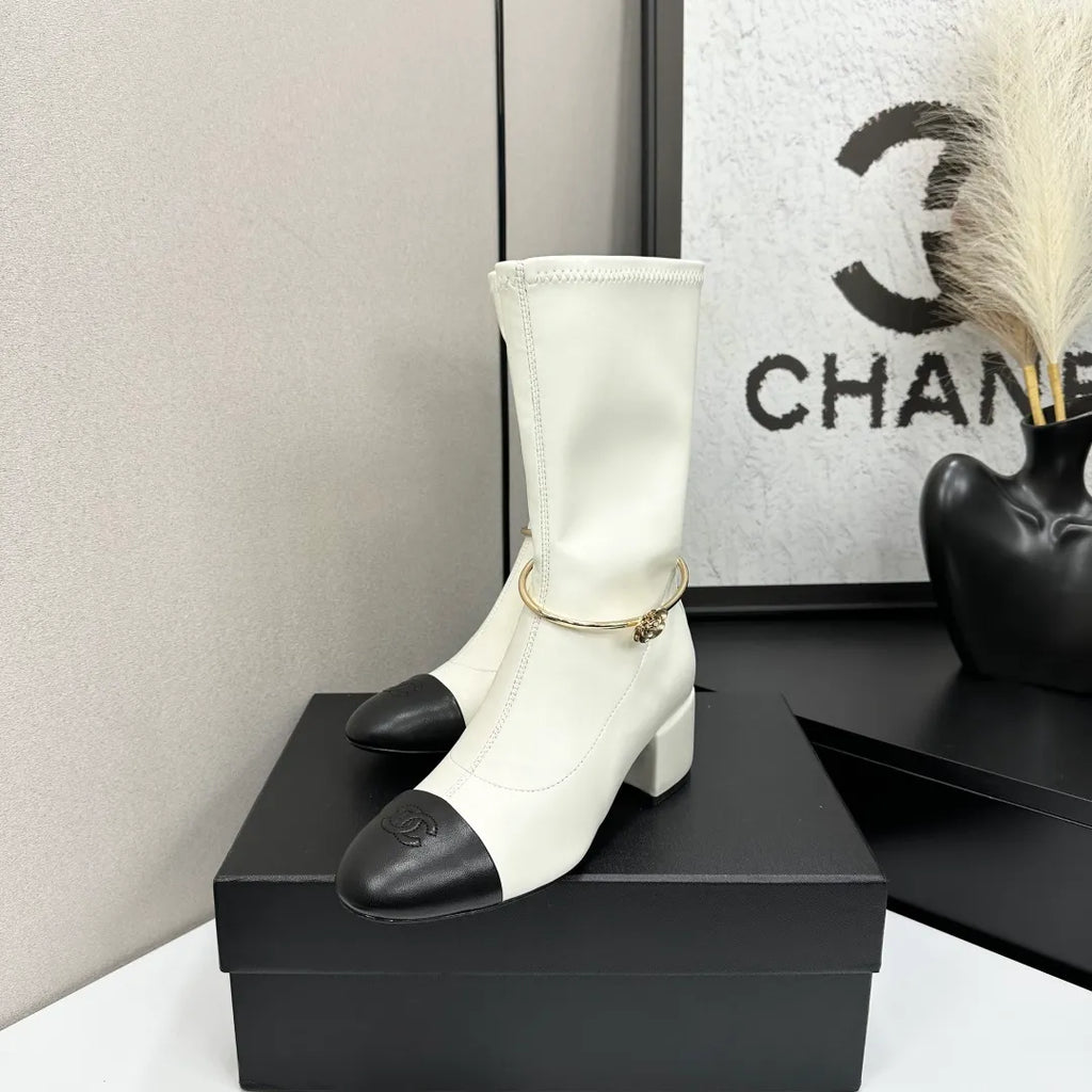 Chanel Women's Short Boots Stretch Fabric Leather 2026