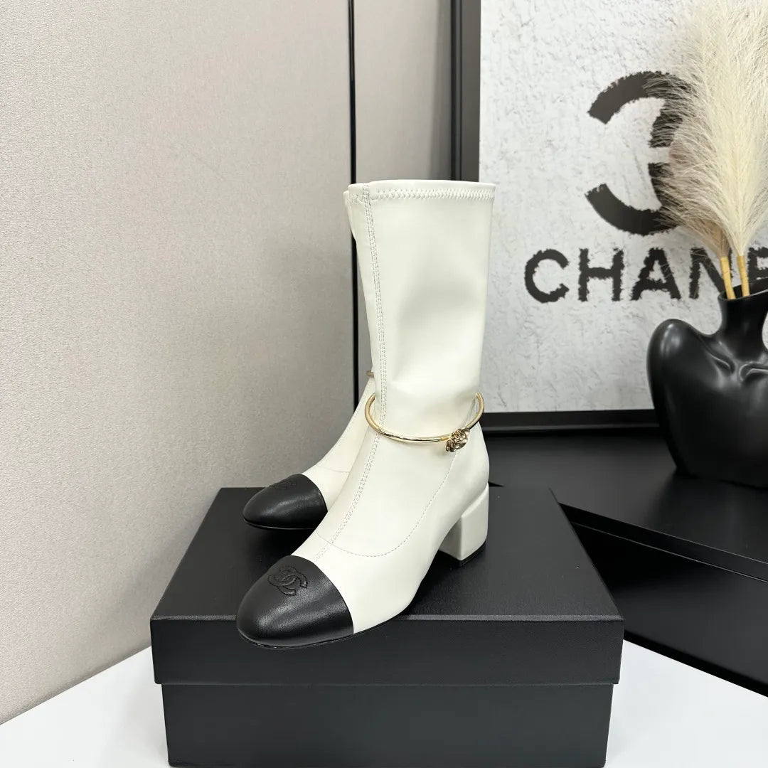 Chanel Women's Short Boots Stretch Fabric Leather 2026