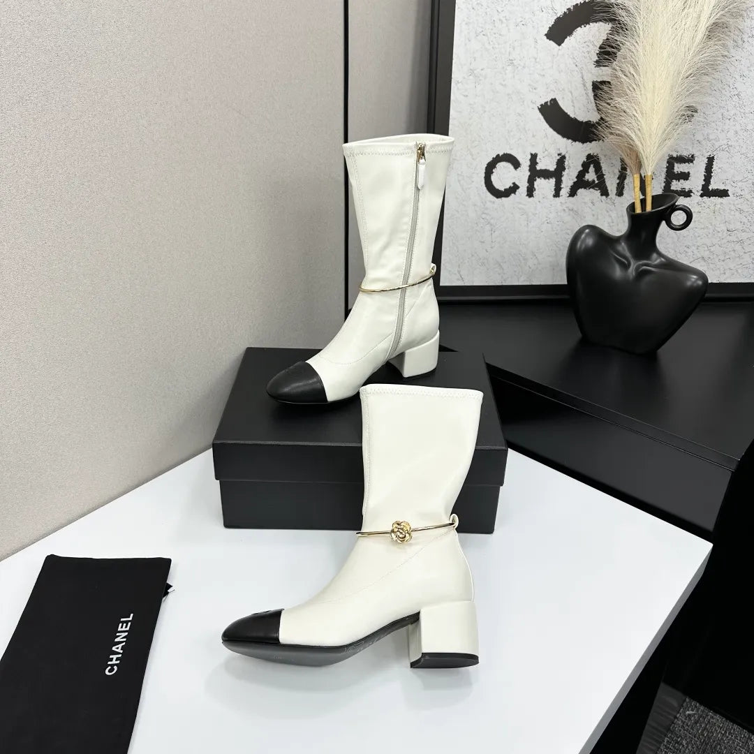 Chanel Women's Short Boots Stretch Fabric Leather 2026
