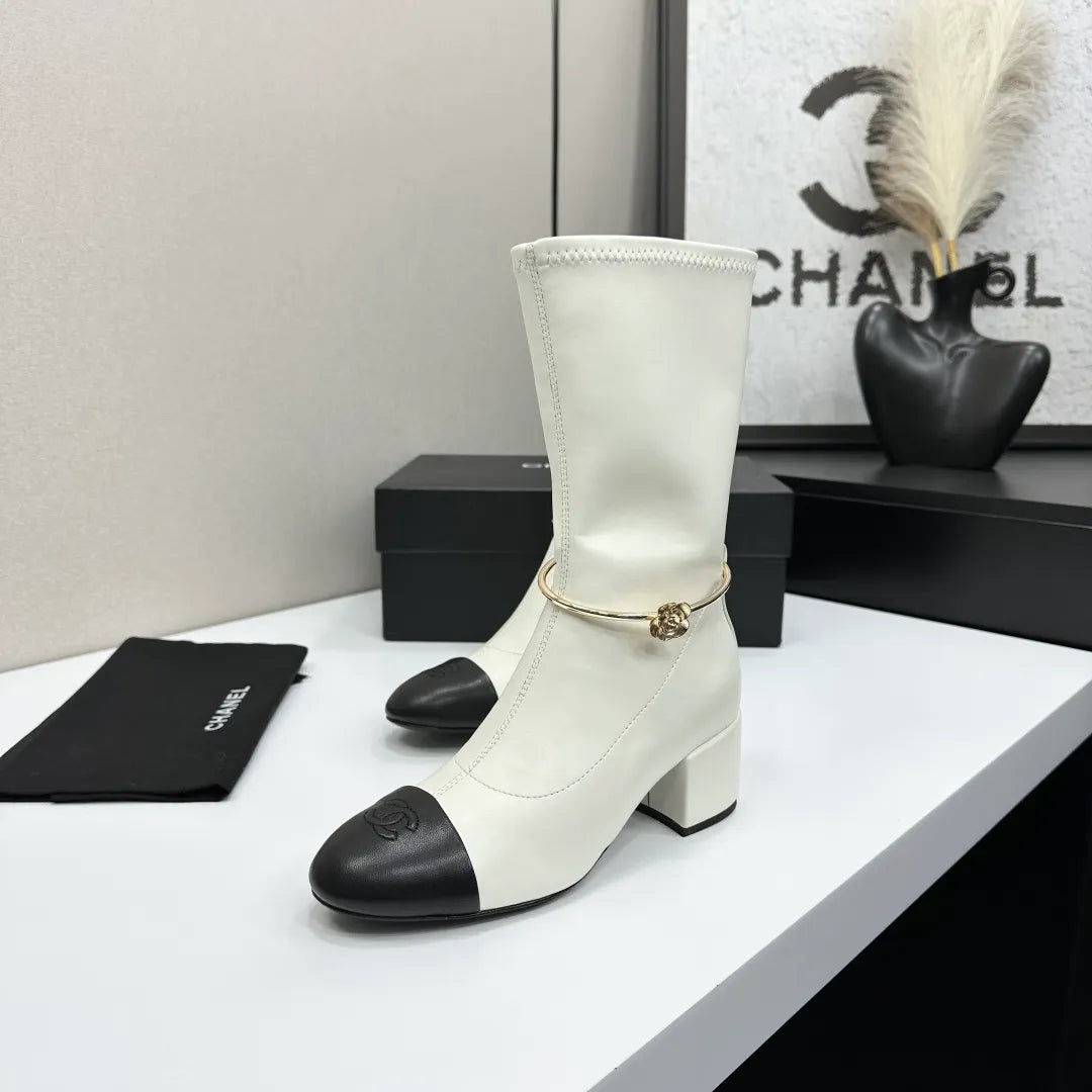Chanel Women's Short Boots Stretch Fabric Leather 2026