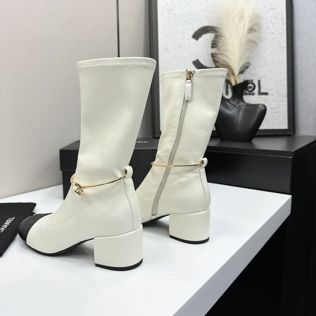 Chanel Women's Short Boots Stretch Fabric Leather 2026