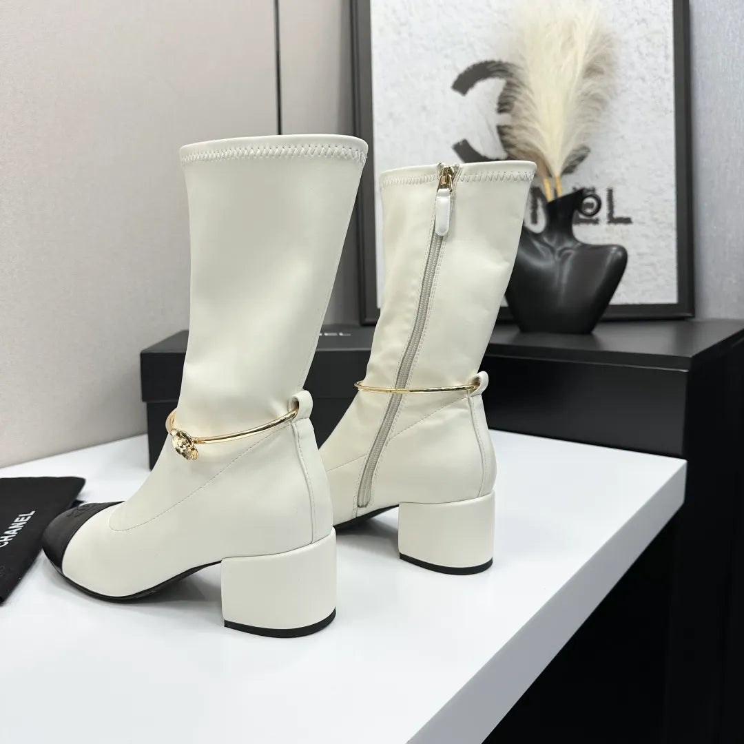 Chanel Women's Short Boots Stretch Fabric Leather 2026