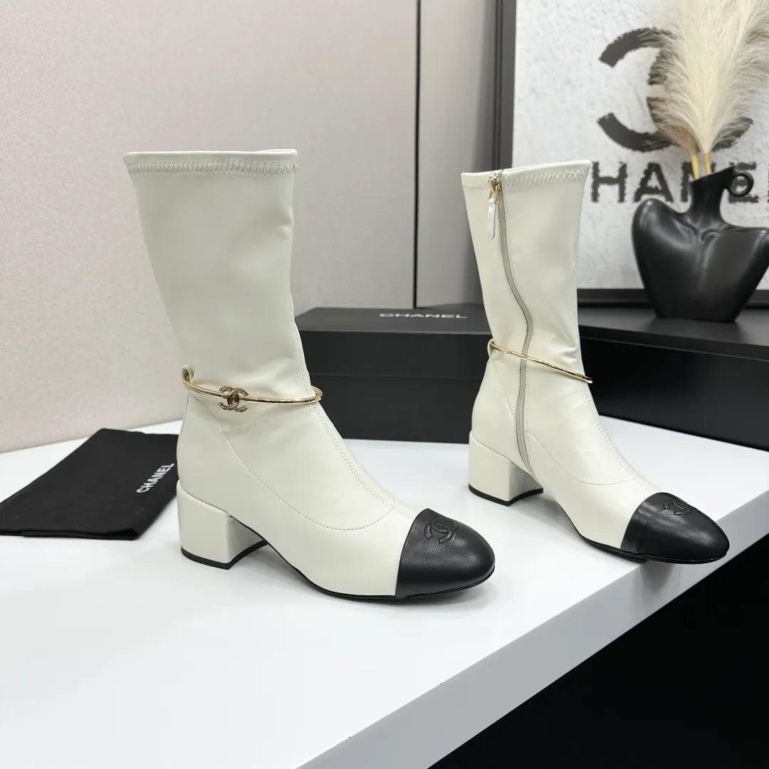 Chanel Women's Short Boots Stretch Fabric Leather 2026