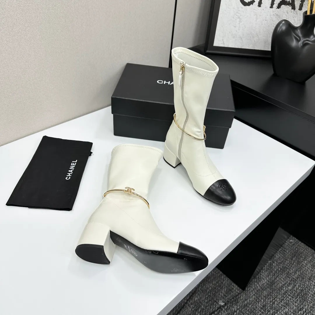 Chanel Women's Short Boots Stretch Fabric Leather 2026