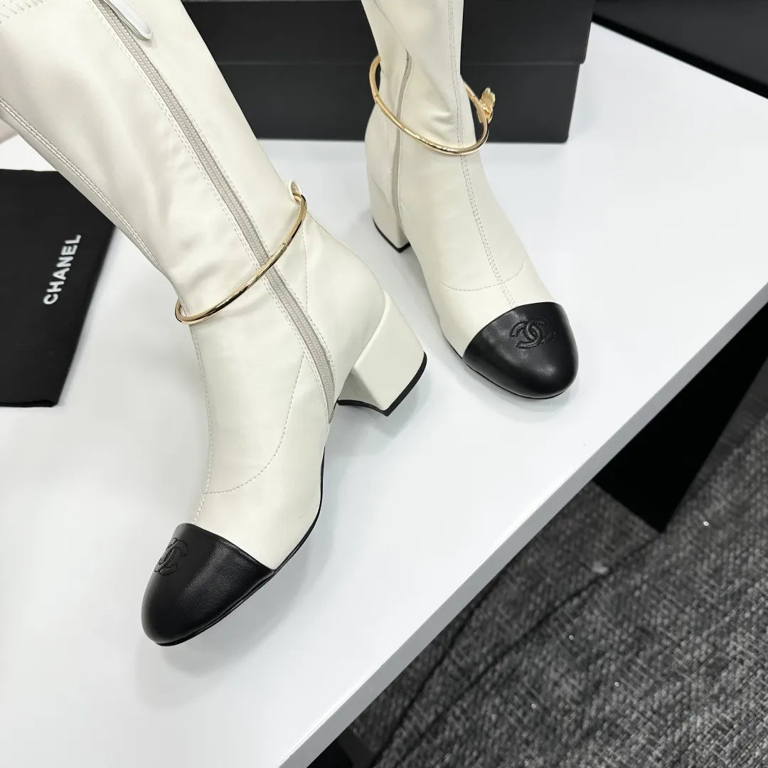 Chanel Women's Short Boots Stretch Fabric Leather 2026