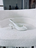 Chanel Women's Slingback Bow High Heels Lambskin Leather 26A