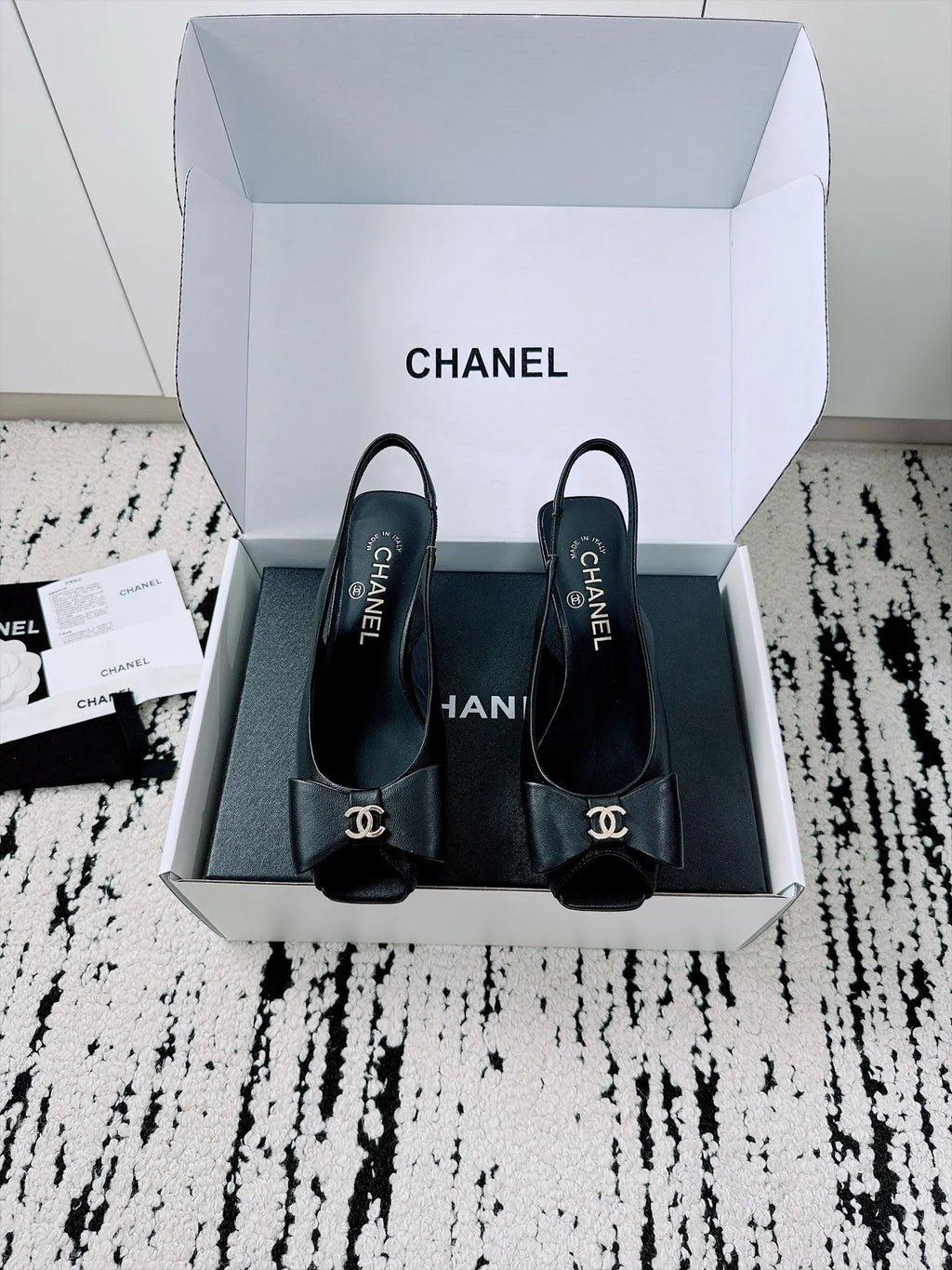 Chanel Women's Slingback Bow High Heels Lambskin Leather 26A