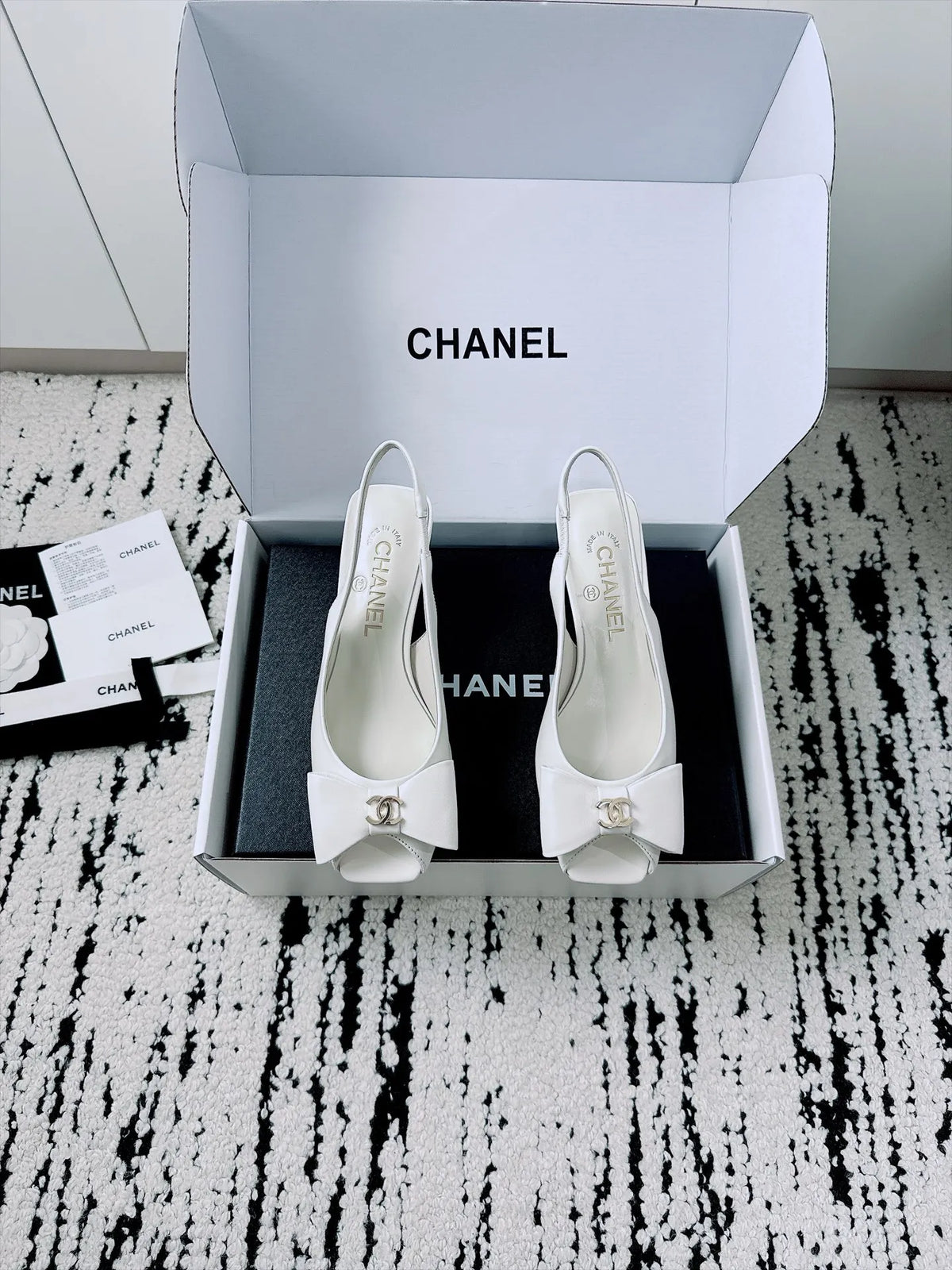 Chanel Women's Slingback Bow High Heels Lambskin Leather 26A