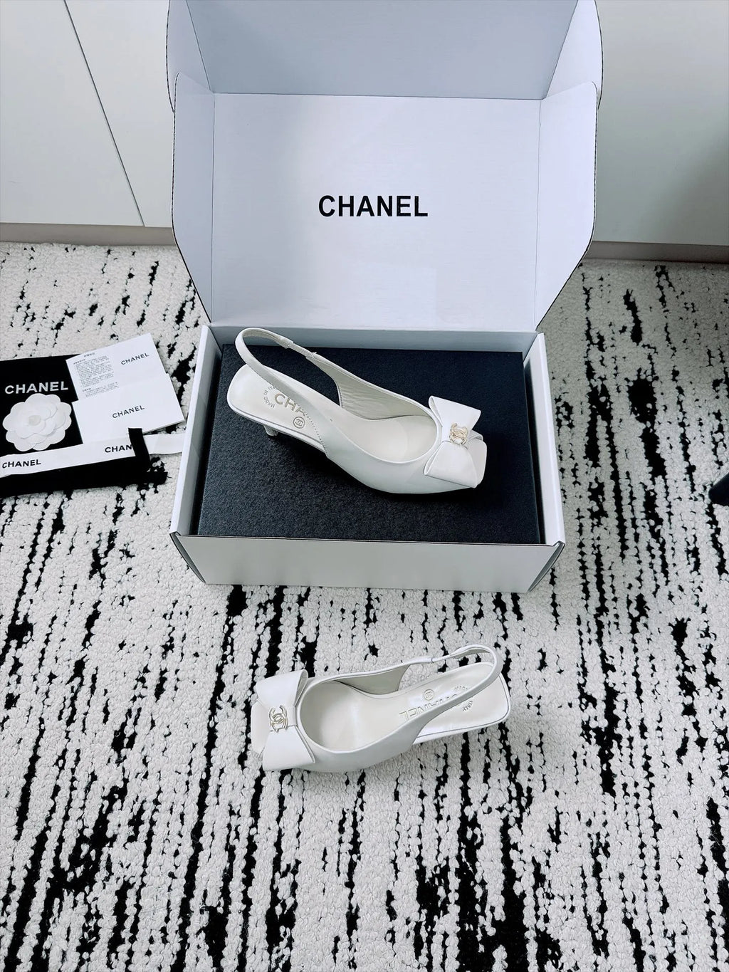 Chanel Women's Slingback Bow High Heels Lambskin Leather 26A