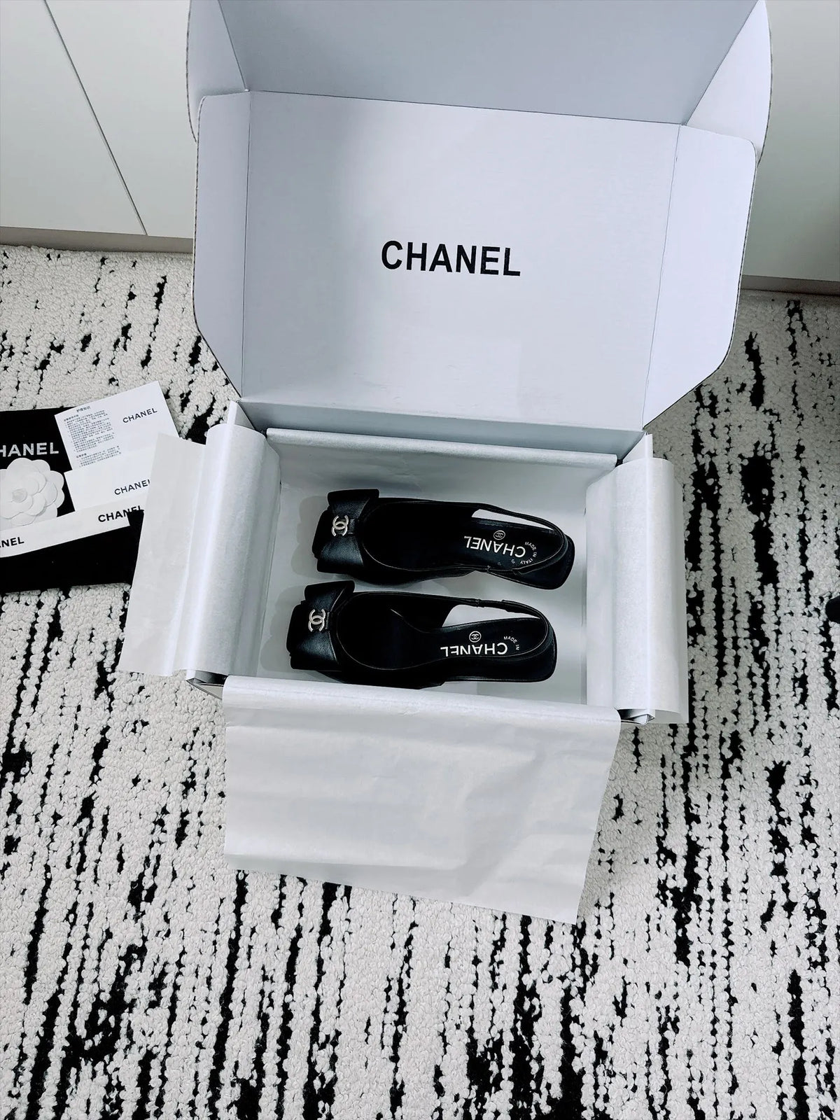 Chanel Women's Slingback Bow High Heels Lambskin Leather 26A