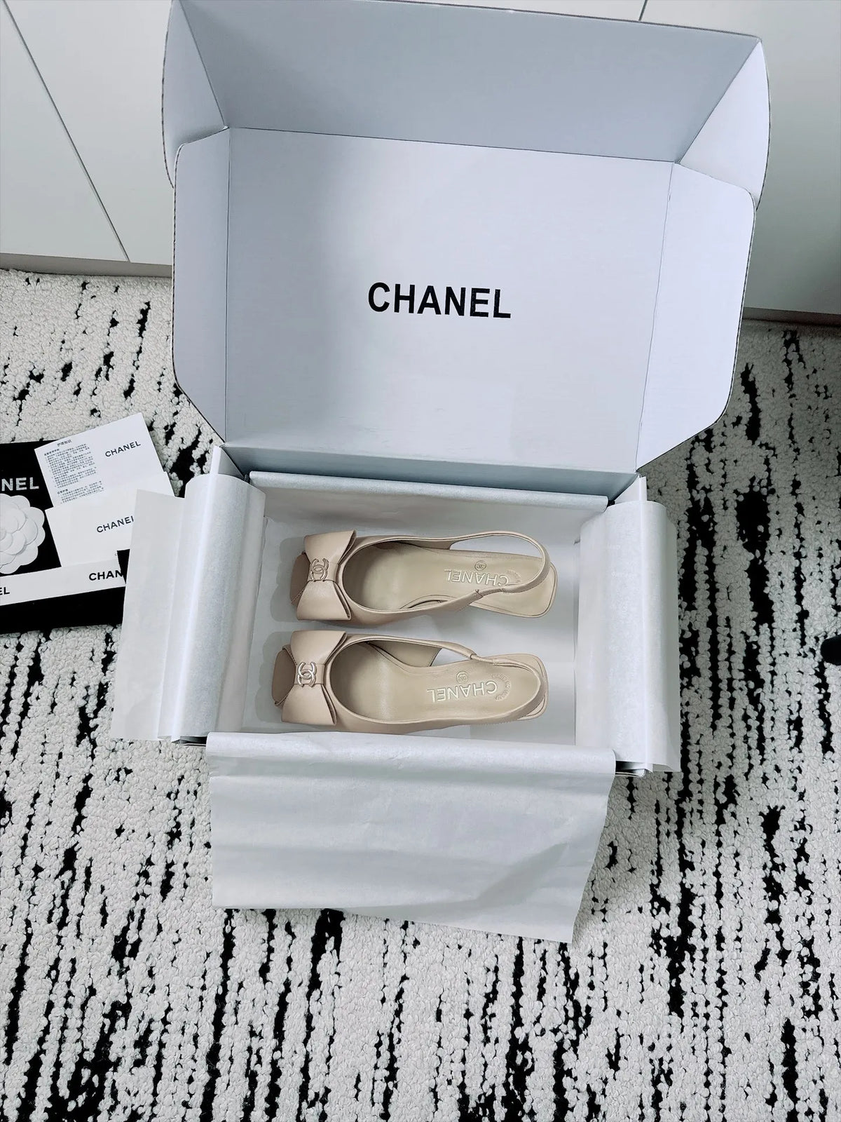 Chanel Women's Slingback Bow High Heels Lambskin Leather 26A