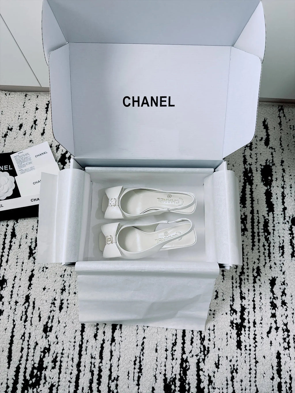 Chanel Women's Slingback Bow High Heels Lambskin Leather 26A