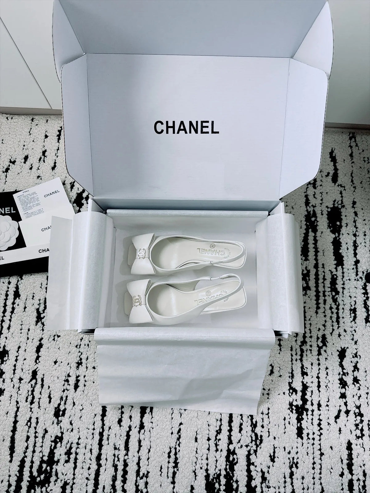 Chanel Women's Slingback Bow High Heels Lambskin Leather 26A