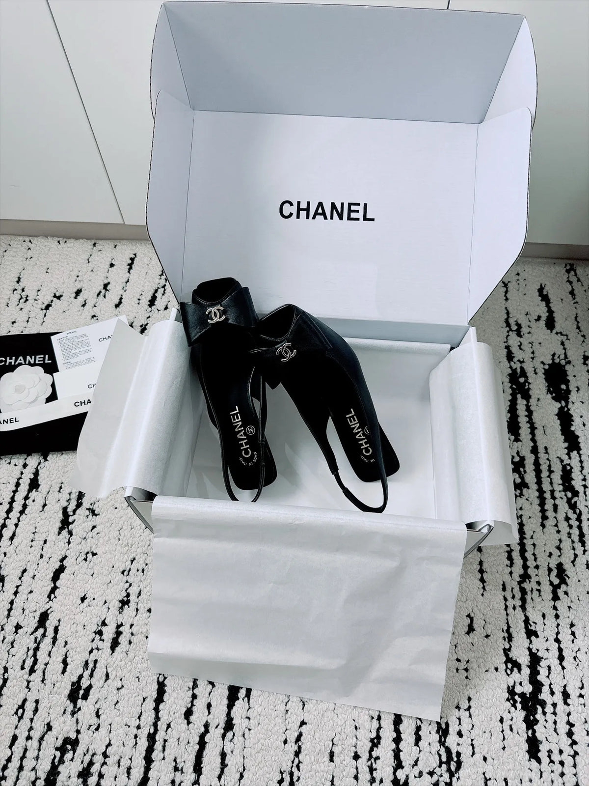 Chanel Women's Slingback Bow High Heels Lambskin Leather 26A