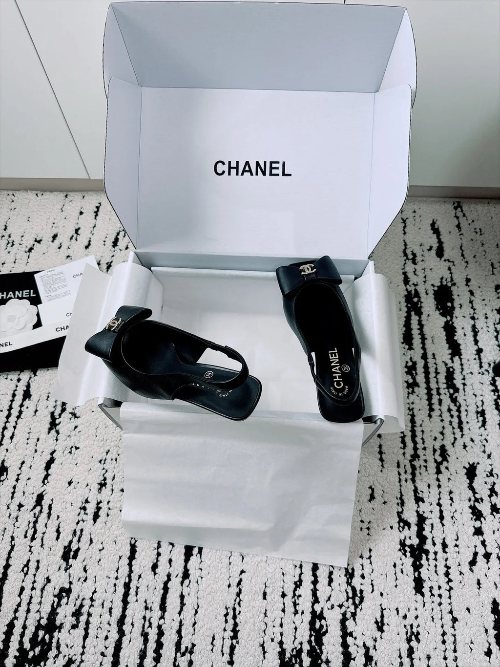Chanel Women's Slingback Bow High Heels Lambskin Leather 26A