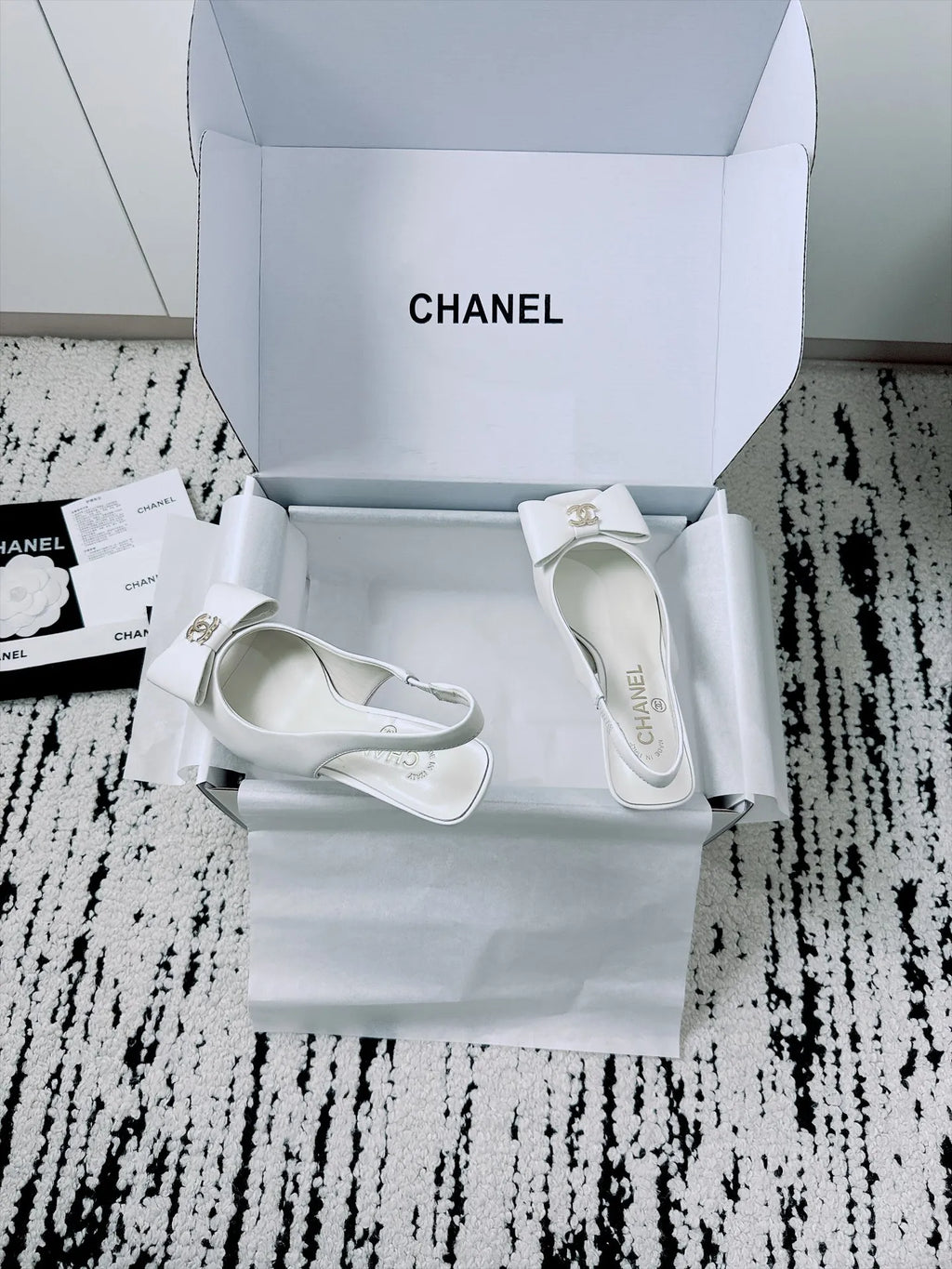 Chanel Women's Slingback Bow High Heels Lambskin Leather 26A