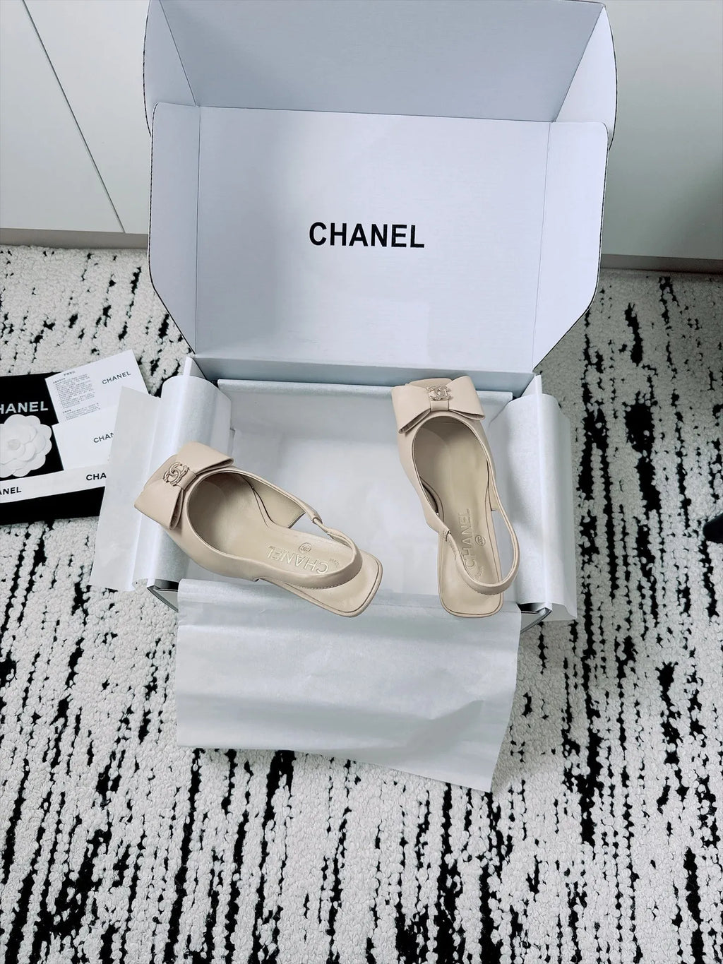 Chanel Women's Slingback Bow High Heels Lambskin Leather 26A