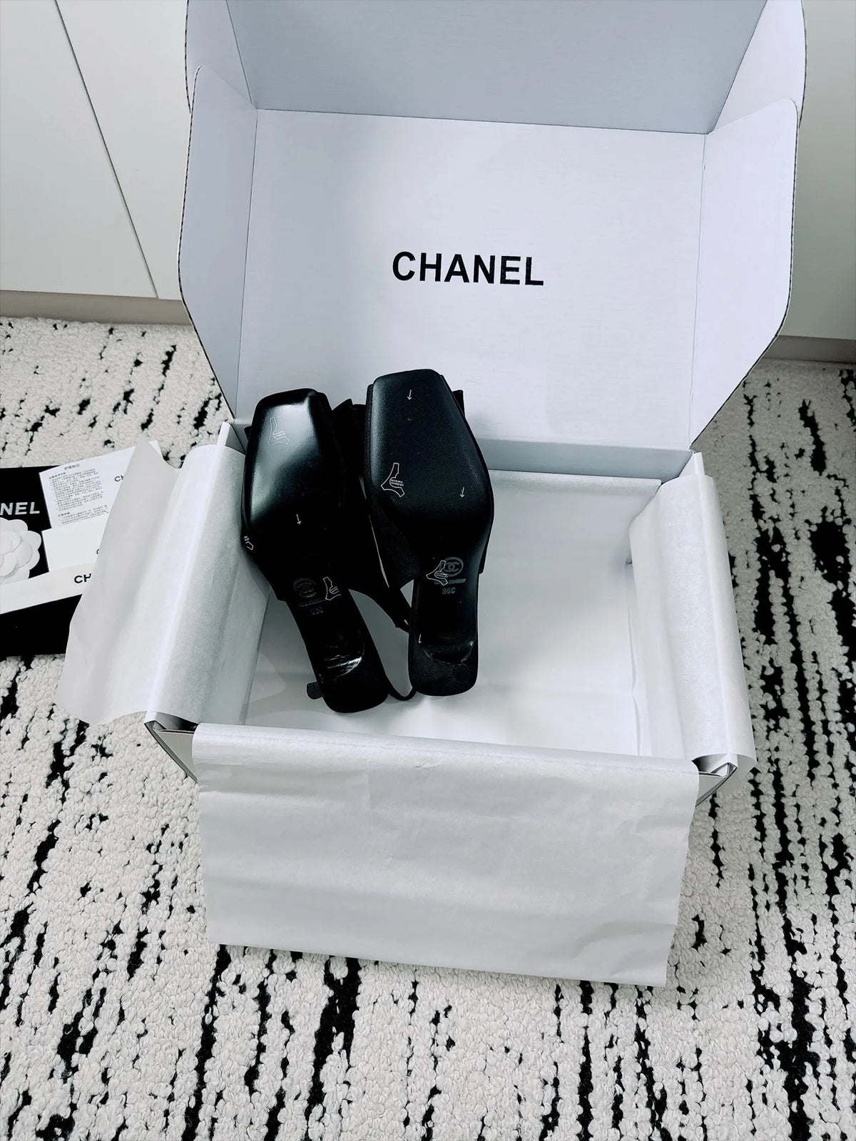 Chanel Women's Slingback Bow High Heels Lambskin Leather 26A