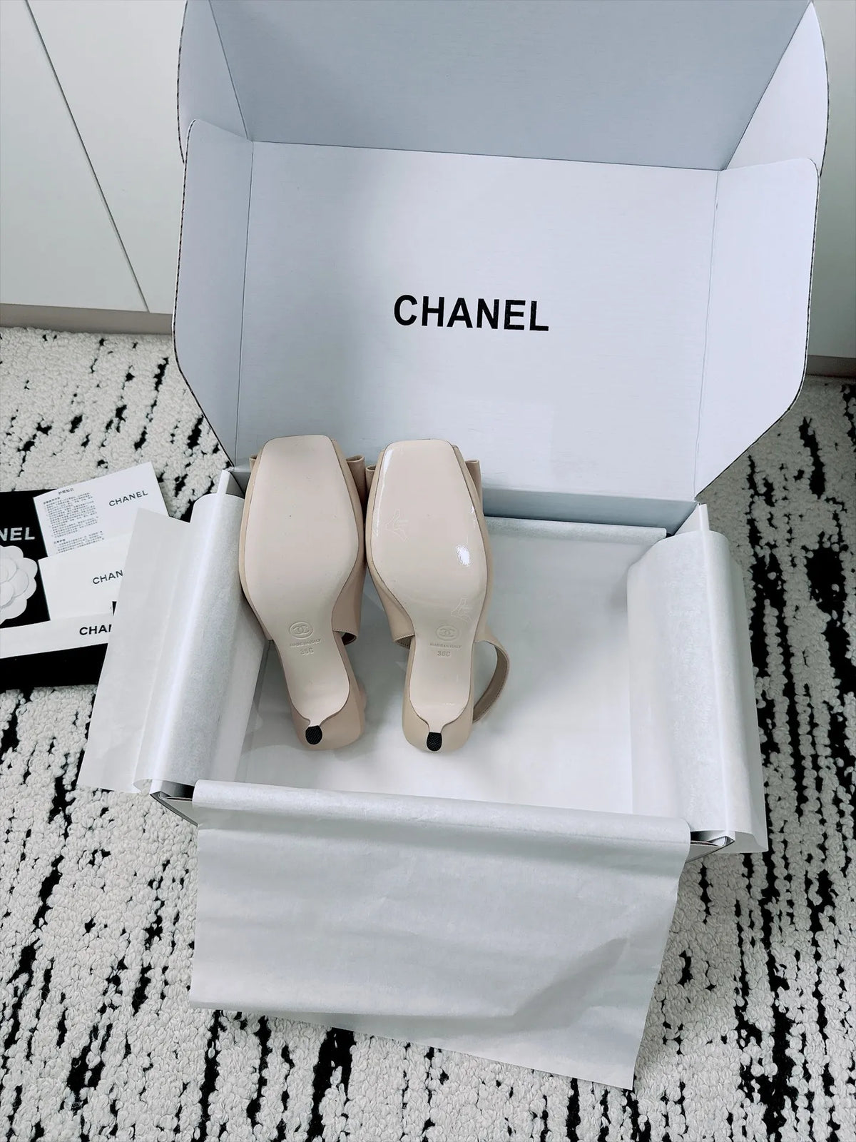 Chanel Women's Slingback Bow High Heels Lambskin Leather 26A