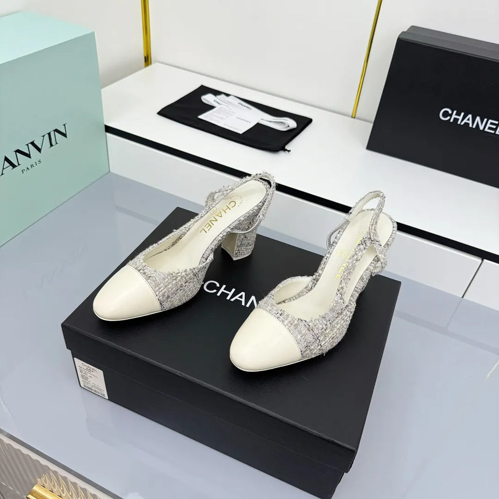Chanel Women's Slingback Classic Heels Lambskin Leather