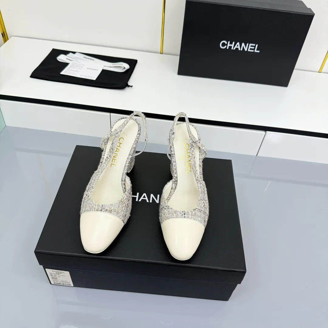 Chanel Women's Slingback Classic Heels Lambskin Leather