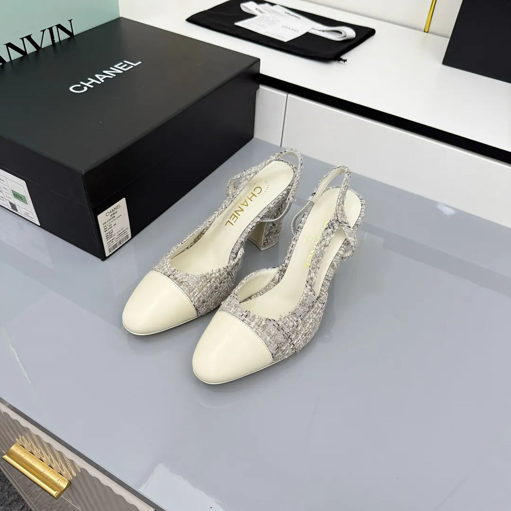 Chanel Women's Slingback Classic Heels Lambskin Leather