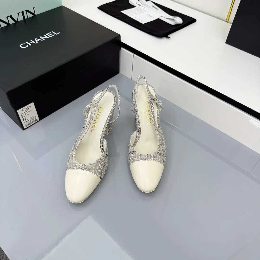 Chanel Women's Slingback Classic Heels Lambskin Leather