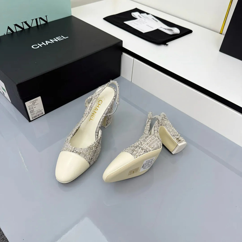 Chanel Women's Slingback Classic Heels Lambskin Leather