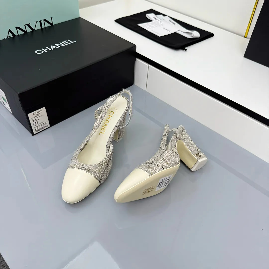 Chanel Women's Slingback Classic Heels Lambskin Leather